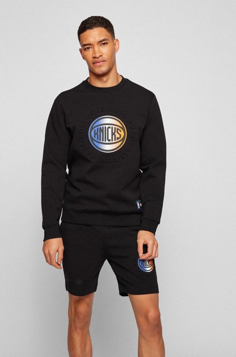 BOSS & NBA cotton-blend sweatshirt with dual branding, NBA KNICKS