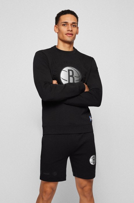 BOSS & NBA cotton-blend sweatshirt with dual branding, NBA NETS