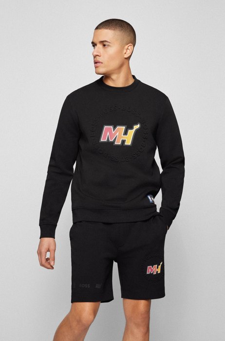 BOSS & NBA cotton-blend sweatshirt with dual branding, NBA MIAMI HEAT