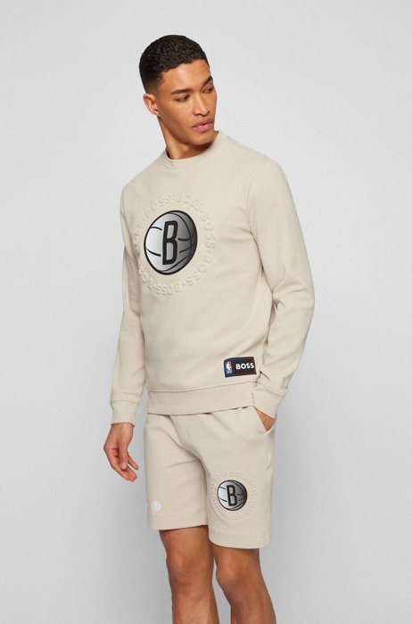 BOSS & NBA cotton-blend sweatshirt with dual branding, NBA NETS