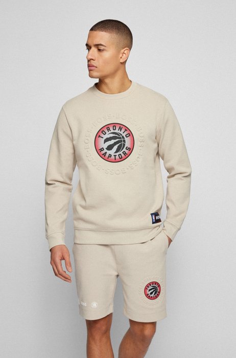 BOSS & NBA cotton-blend sweatshirt with dual branding, NBA RAPTORS