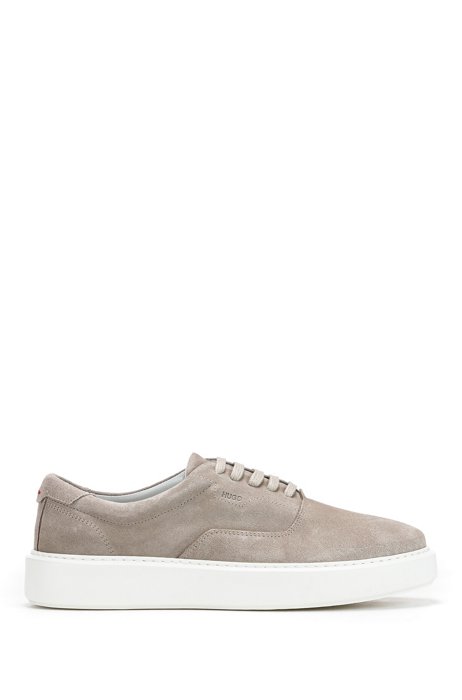 Suede Oxford trainers with embossed logo and EVA outsole, Grey