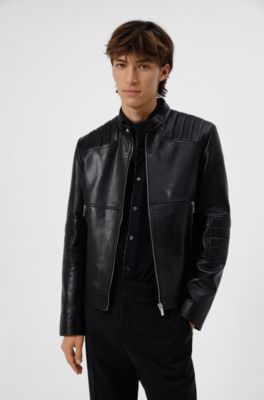 boss men's leather jacket sale