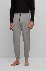 Stretch-cotton tracksuit bottoms with embroidered logo, Light Grey