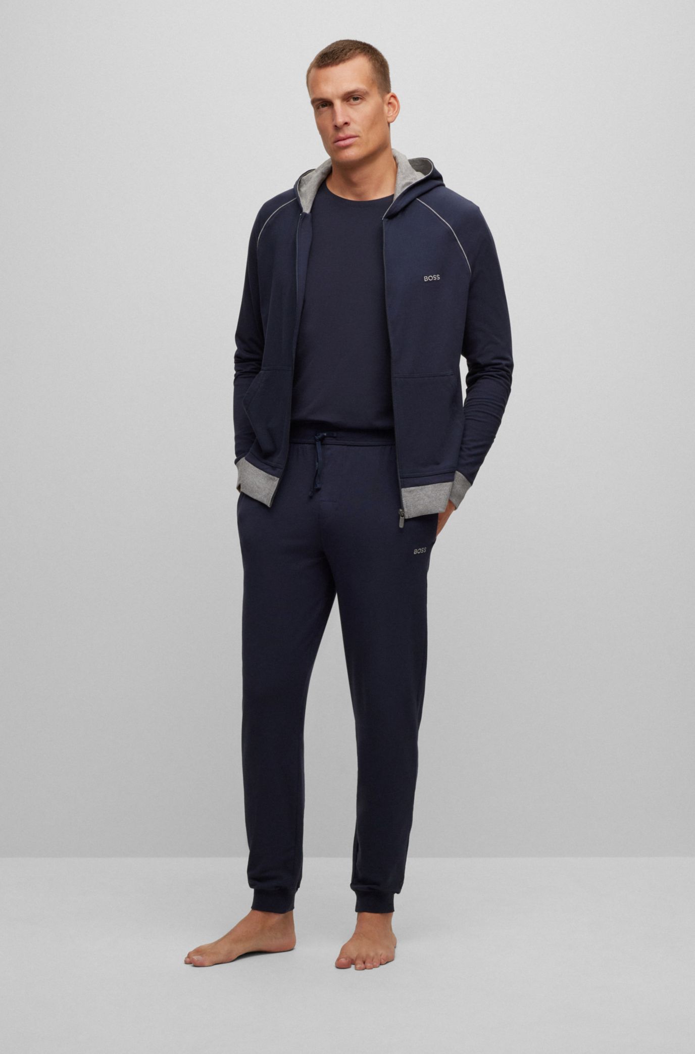 BOSS - Oversize-fit tracksuit bottoms with contrast waistband