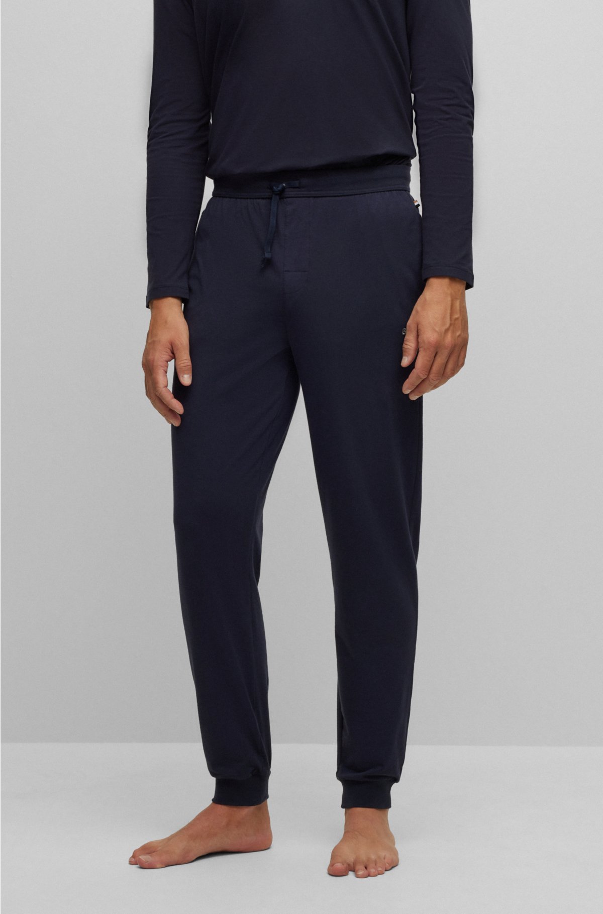 Pantalón chándal de algodón elástico con logo bordado de Boss Talla S Color  BLACK