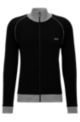 Stretch-cotton jacket with piping and logo, Black