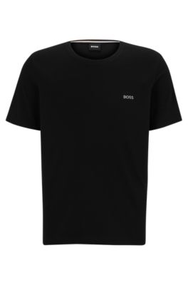 BOSS Stretch cotton regular fit T shirt with contrast logo