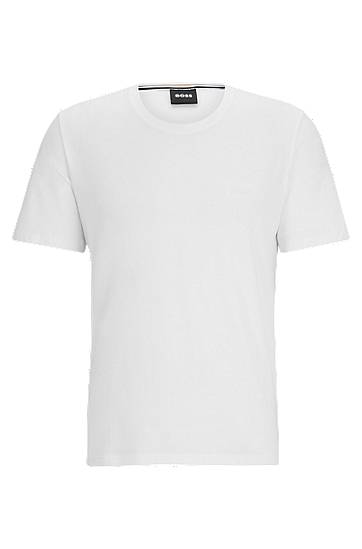 Stretch-cotton regular-fit T-shirt with contrast logo, Hugo boss