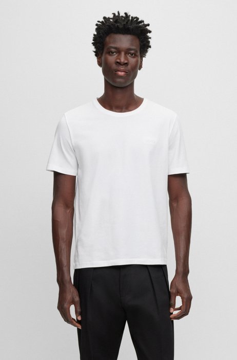 Regular-fit T-shirt van stretchkatoen met contrasterend logo, Wit