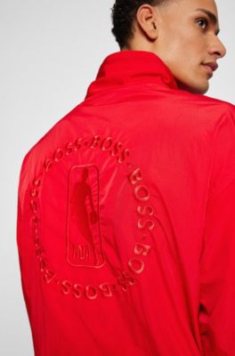 BOSS & NBA relaxed-fit sweatshirt with drawcord and exclusive branding , Open Red
