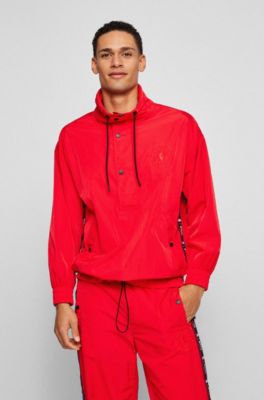 BOSS & NBA relaxed-fit sweatshirt with drawcord and exclusive branding , Open Red