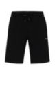 Stretch-cotton shorts with contrast logo and drawcord, Black