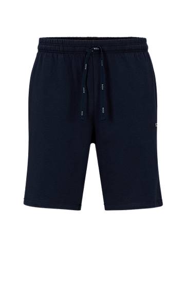 Stretch-cotton shorts with contrast logo and drawcord, Hugo boss