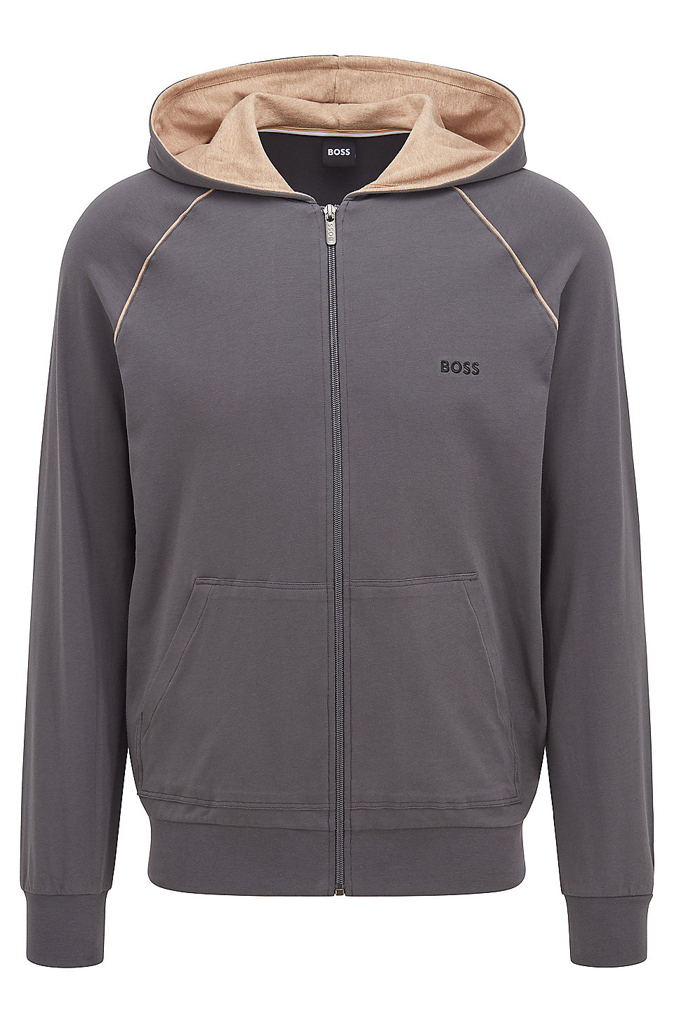 BOSS Mens Mix&Match Jacket H Stretch-Cotton Hooded Loungewear Jacket with Contrast Logo