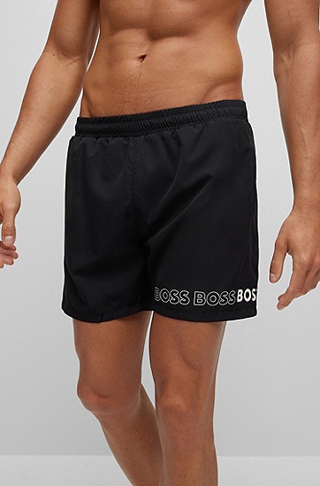 BOSS 博斯带有重复徽标的游泳短裤,  007_Black