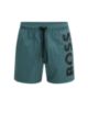 Quick-drying swim shorts with large contrast logo, Light Green