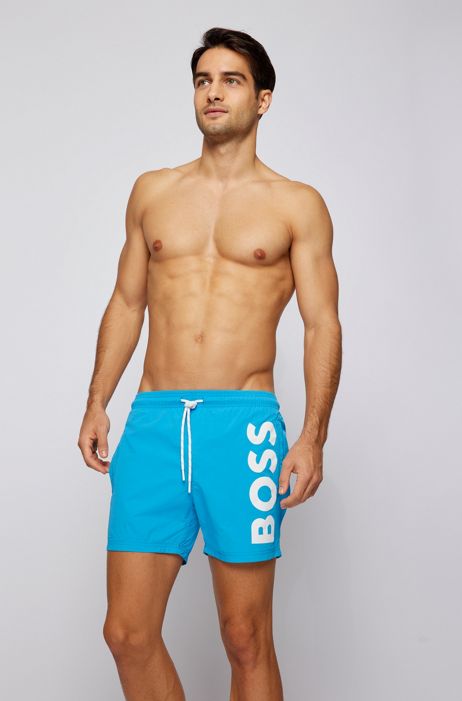 Light Green Mens Swim Shorts Size L for Men Mens Clothing Beachwear Boardshorts and swim shorts BOSS by HUGO BOSS Quick-drying Swim Shorts With Large Contrast Logo 