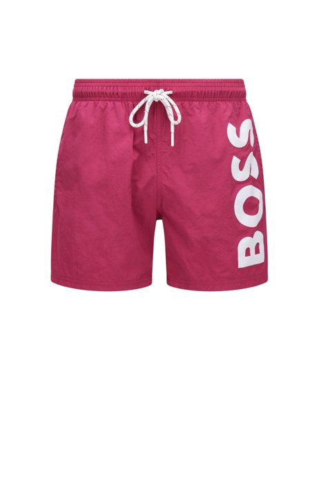 Quick-drying swim shorts with large contrast logo, Pink