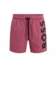Quick-drying swim shorts with large contrast logo, light pink