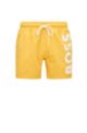 Quick-drying swim shorts with large contrast logo, Light Yellow