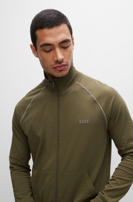 BOSS Herren Mix&Match Jacket Z Regular-Fit Loungewear-Jacke aus elastischer Baumwolle 