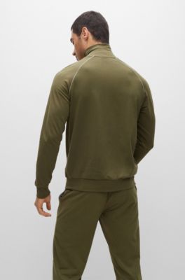 Hugo Boss Loungewear-Jacke aus Stretch-Baumwolle mit Logo und Reißverschluss. 4