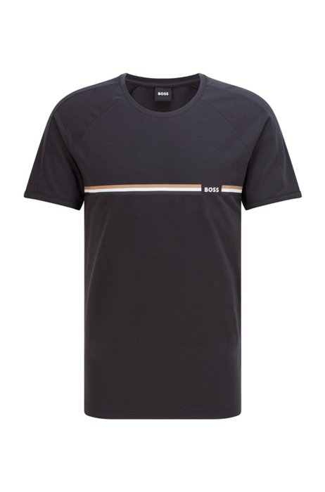 Cotton-blend underwear T-shirt with signature stripe, Black