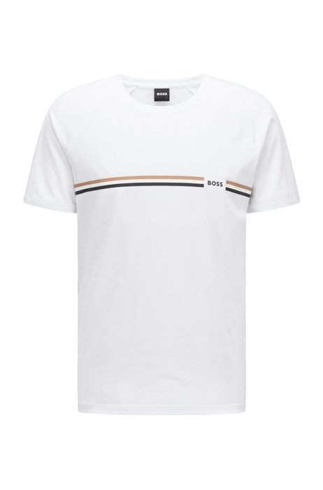 Cotton-blend underwear T-shirt with signature stripe, White