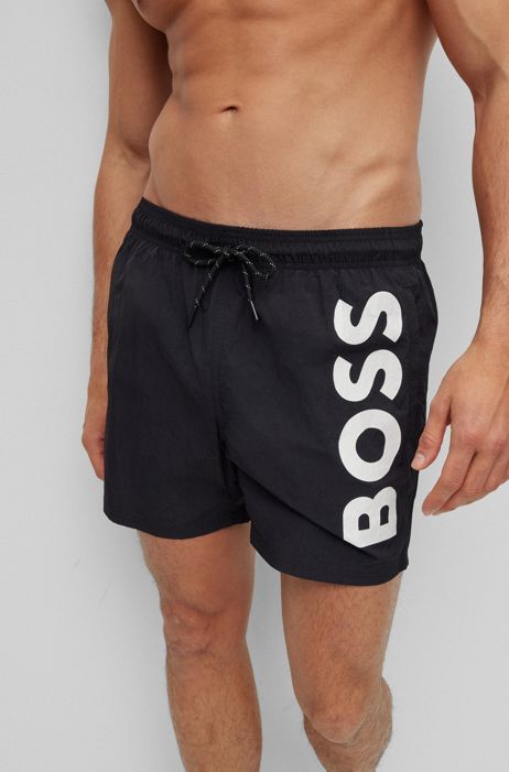 NWT Hugo Boss Black Label By Hugo Boss LOGO Swim Trunks Quick Dry Fabric Shorts 