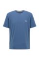 Lounge-T-shirt van stretchkatoen met contrastlogo, Donkerblauw