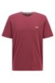 Loungewear T-shirt in stretch cotton with contrast logo, Dark Red