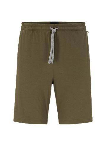 Stretch-cotton shorts with embroidered logo, Hugo boss