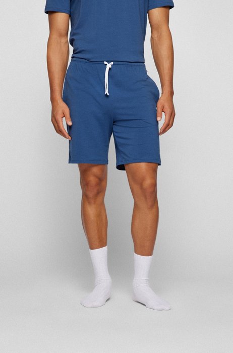 Shorts van stretchkatoen met logostiksel, Donkerblauw