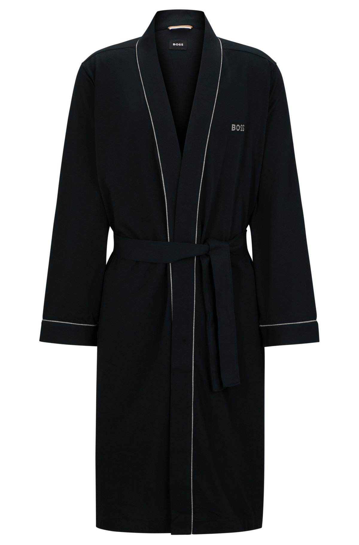 BOSS Cotton-jersey dressing gown with and piping