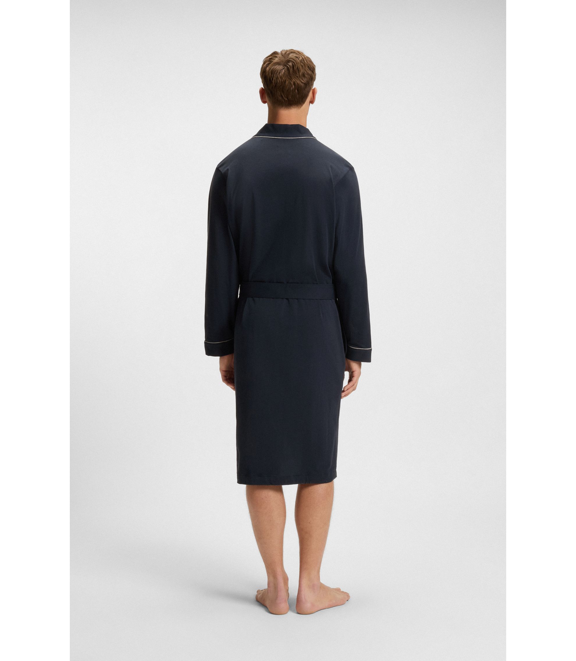 BOSS Peignoir en jersey de coton avec logo brodé Bleu foncé