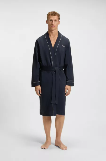 Logo-embroidered dressing gown in cotton jersey