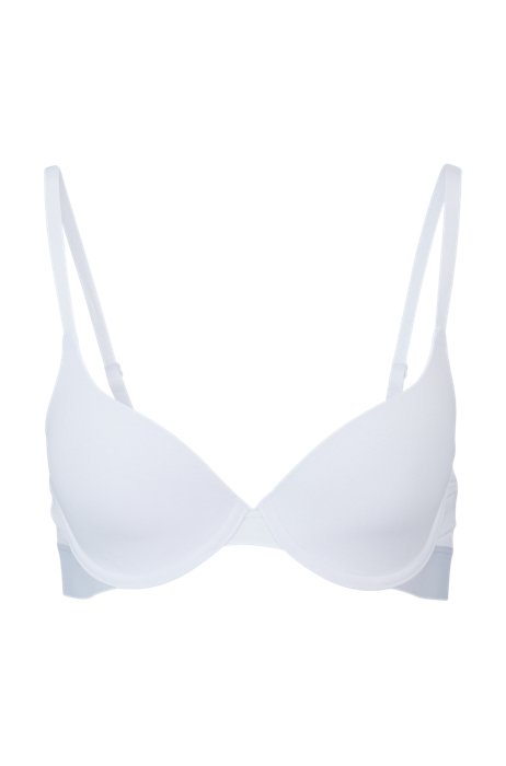 Logo-detail bra in organic cotton with stretch, White