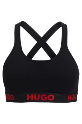 in cotton stretch repeat - HUGO Sports bra logos with