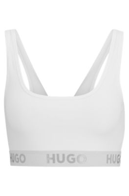 Bralette aus Stretch-Baumwolle mit Logo-Band, Wei&szlig;