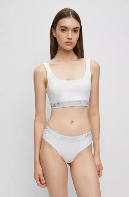 Stretch-cotton bralette with logo band