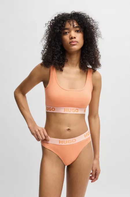Stretch-cotton bralette with logo band