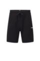 Stretch-cotton pyjama shorts with contrast logo, Black