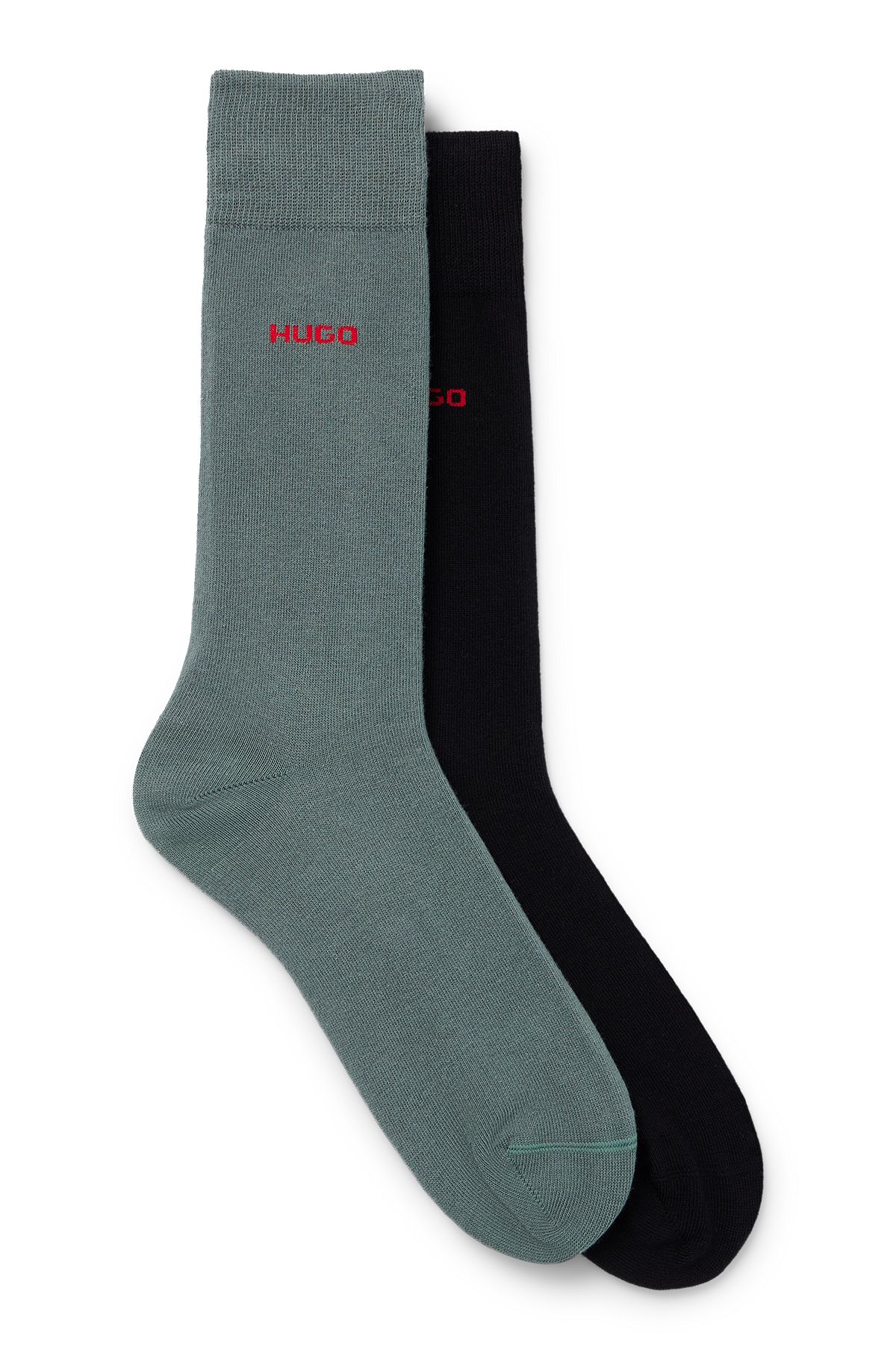 Two-pack of socks in a cotton blend, Black / Green