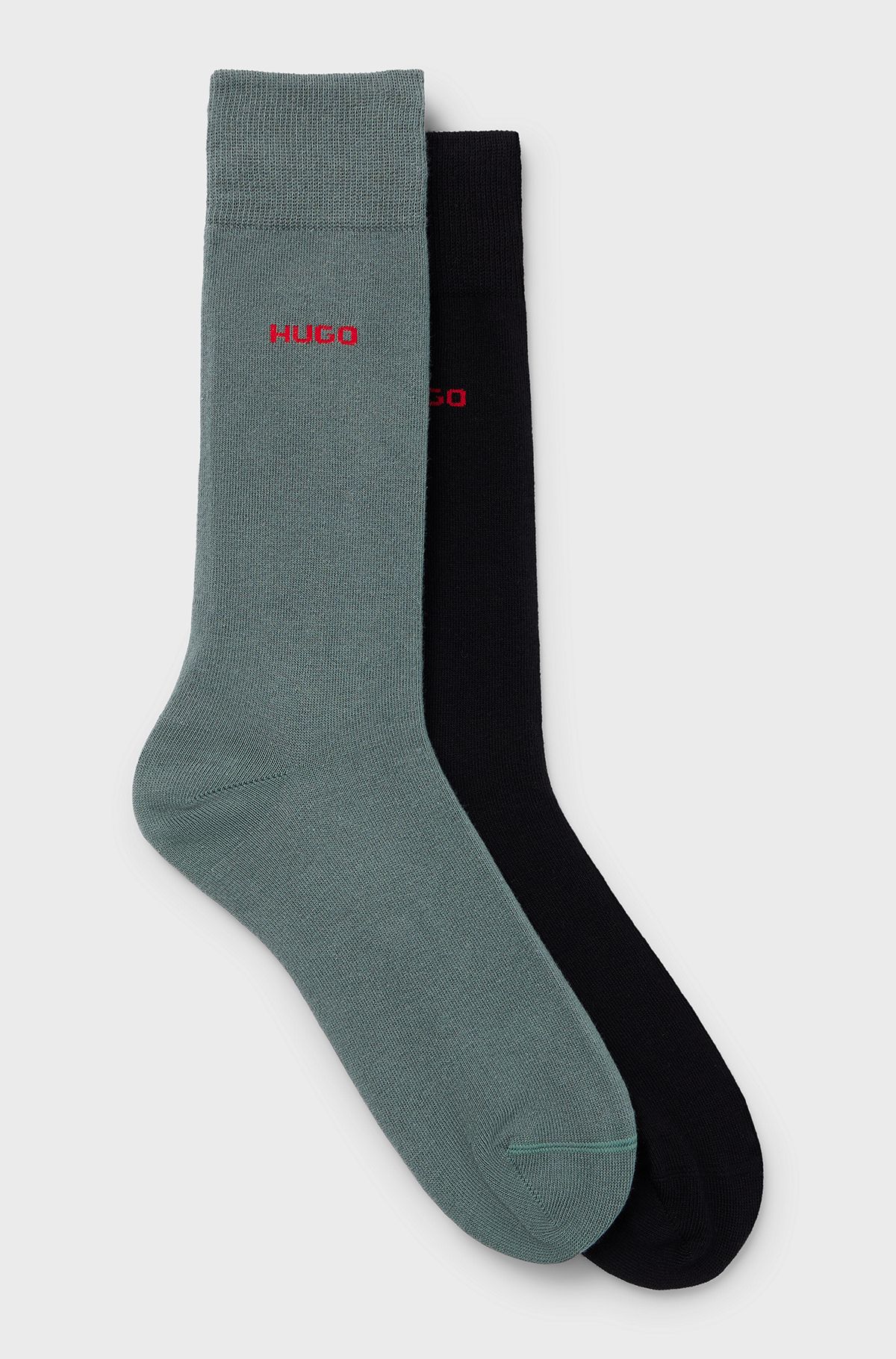 Two-pack of socks in a cotton blend, Black / Green