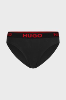 Stretch-cotton briefs with logo waistband, Black