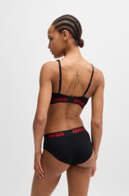 Stretch-cotton briefs with logo waistband, Black