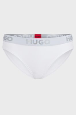 Slip van stretchkatoen met logotailleband, Wit