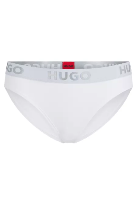 Stretch-cotton briefs with logo waistband