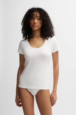 Stretch-cotton briefs with logo waistband, White